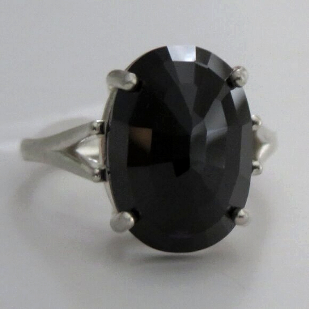 Natural Large Midnight Purple Spinel In Sterling Silver Ring, 9.94ct Size 8